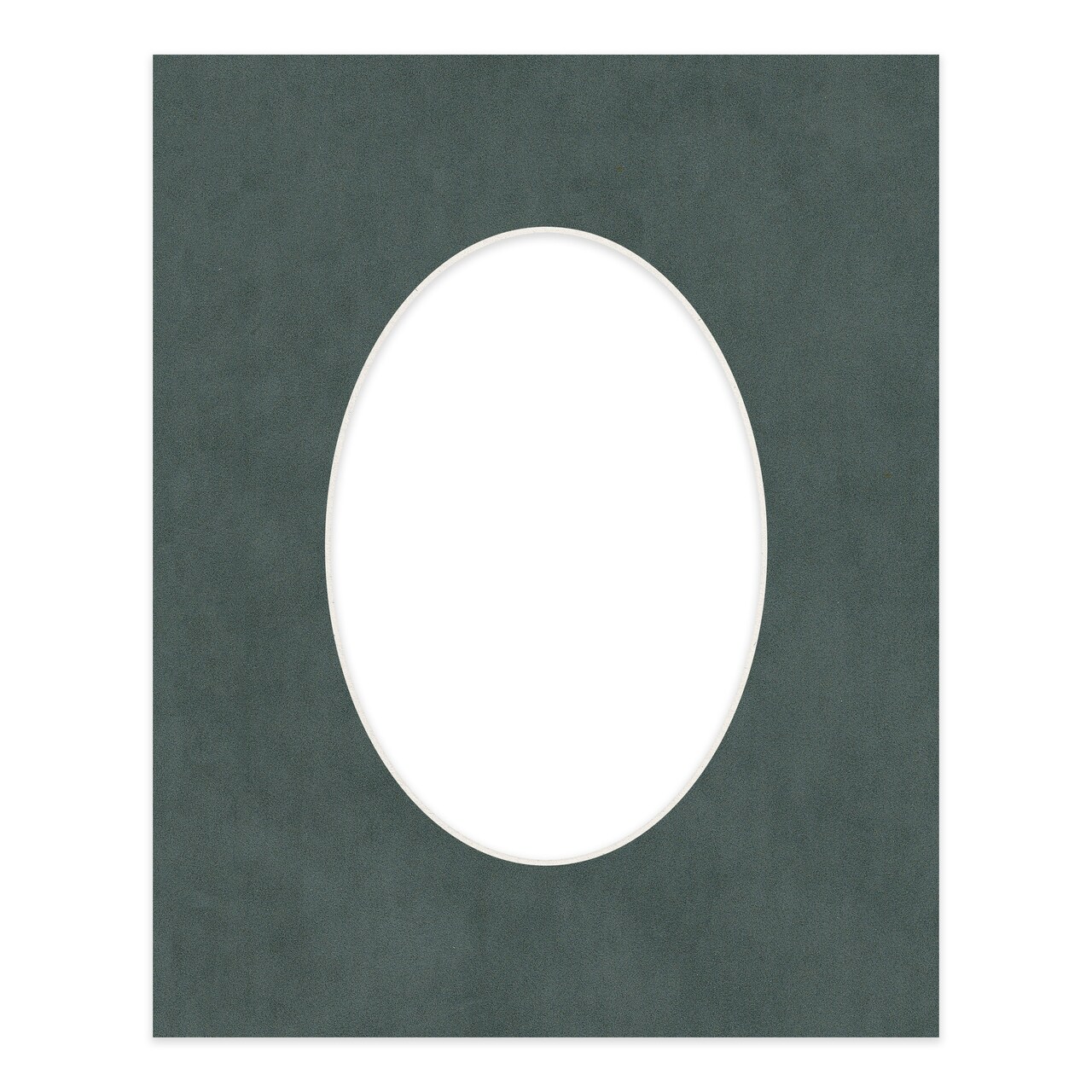 Dark Grey Suede Mat Board for 8x10 Frames - Oval Opening for 5x7 Photos